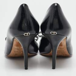 Dior Black Leather Bow Detail Peep Toe Pumps Size 36