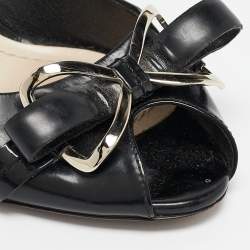 Dior Black Leather Bow Detail Peep Toe Pumps Size 36
