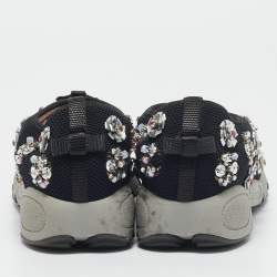 Dior Black Mesh Fusion Floral Embellished Slip On Sneakers Size 39
