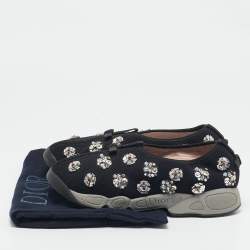 Dior Black Mesh Fusion Floral Embellished Slip On Sneakers Size 39