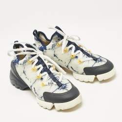 Dior Two Tone Fabric and Leather D-Connect Low Top Sneakers Size 39.5