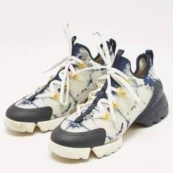 Dior Two Tone Fabric and Leather D-Connect Low Top Sneakers Size 39.5