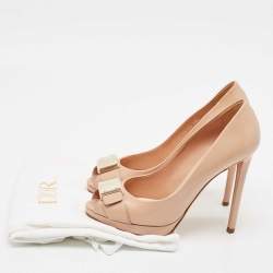 Dior Beige Leather Logo Plaque Peep Toe Pumps Size 38.5