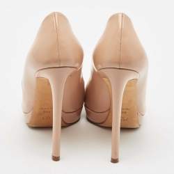 Dior Beige Leather Logo Plaque Peep Toe Pumps Size 38.5