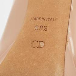 Dior Beige Leather Logo Plaque Peep Toe Pumps Size 38.5