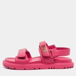 Dior Fuchsia Leather DiorAct Flat Sandals Size 40