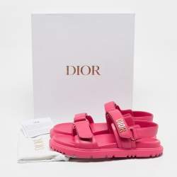 Dior Fuchsia Leather DiorAct Flat Sandals Size 40