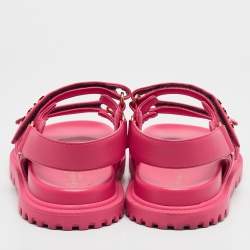 Dior Fuchsia Leather DiorAct Flat Sandals Size 40