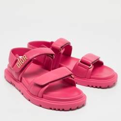 Dior Fuchsia Leather DiorAct Flat Sandals Size 40