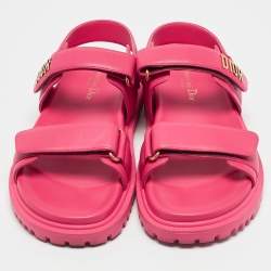 Dior Fuchsia Leather DiorAct Flat Sandals Size 40