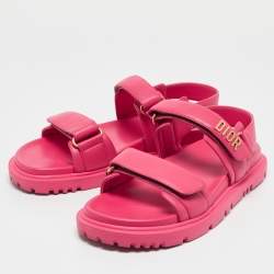 Dior Fuchsia Leather DiorAct Flat Sandals Size 40