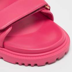 Dior Fuchsia Leather DiorAct Flat Sandals Size 40