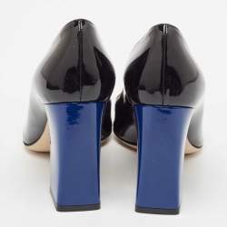 Pre Owned Dior Black/Blue Patent Leather Pointed Toe Pumps Size 38.5