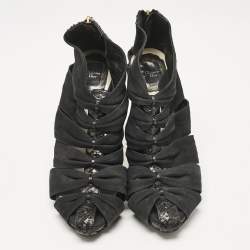 Dior Black Python and Nubuck Leather Caged Platform Sandals Size 38.5