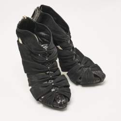 Dior Black Python and Nubuck Leather Caged Platform Sandals Size 38.5