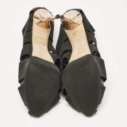 Dior Black Python and Nubuck Leather Caged Platform Sandals Size 38.5