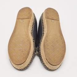 Dior Black/Blue  Denim and Leather Embellished Espadrille Flats Size 36.5