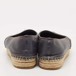 Dior Black/Blue  Denim and Leather Embellished Espadrille Flats Size 36.5