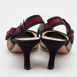 Dior Black Polka Dots Mesh and Suede J'adior Pointed Toe Slingback Sandals Size 39