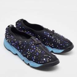 Dior Black Mesh Fusion Embellished Slip On Sneakers Size 41.5