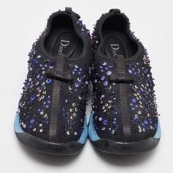 Dior Black Mesh Fusion Embellished Slip On Sneakers Size 41.5