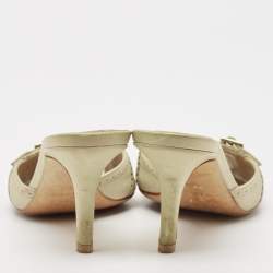 Dior Green Cut Out Leather Gipsy Slide Sandals Size 36.5