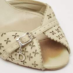 Dior Green Cut Out Leather Gipsy Slide Sandals Size 36.5