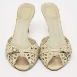 Dior Green Cut Out Leather Gipsy Slide Sandals Size 36.5