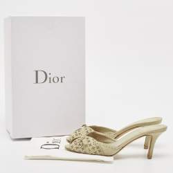 Dior Green Cut Out Leather Gipsy Slide Sandals Size 36.5