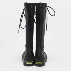 Dior Black Leather Lace Up Combat Boots Size 38