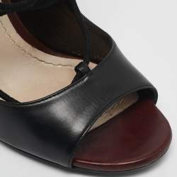 Pre Owned Dior Black Leather Petale Open Toe Pumps Size 37.5