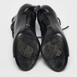 Pre Owned Dior Black Leather Petale Open Toe Pumps Size 37.5