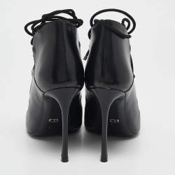 Pre Owned Dior Black Leather Petale Open Toe Pumps Size 37.5