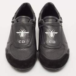 Dior Black Leather and Suede D-Bee Low Top Sneakers Size 38.5