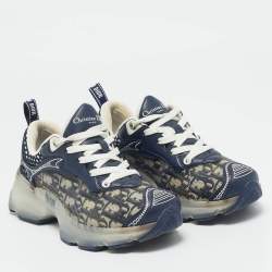 Dior Blue Oblique Canvas and Rubber Dior Vibe Sneakers Size 35.5