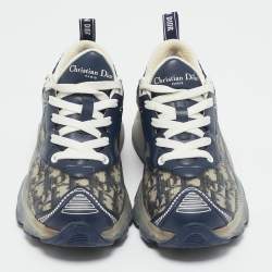 Dior Blue Oblique Canvas and Rubber Dior Vibe Sneakers Size 35.5