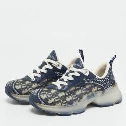 Dior Blue Oblique Canvas and Rubber Dior Vibe Sneakers Size 35.5