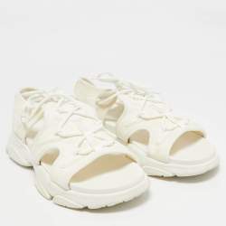 Dior White Neoprene D-Connect Flat Sandals Size 41.5