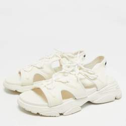 Dior White Neoprene D-Connect Flat Sandals Size 41.5