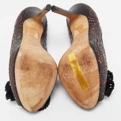 Pre Owned حذاء كعب عالي ديور كابريس جلد أسود / وردي بقطع ليزر مقاس 40