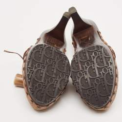 Dior Brown Leather Platform Wooden Clogs Size 38
