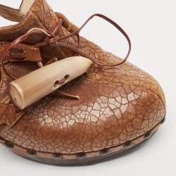 Dior Brown Leather Platform Wooden Clogs Size 38