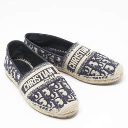 Dior Blue Oblique Canvas Granville Espadrille Flats Size 38.5