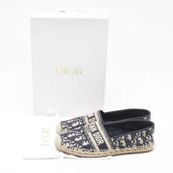 Dior Blue Oblique Canvas Granville Espadrille Flats Size 38.5