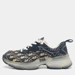 Pre Owned Dior Blue Oblique Canvas and Rubber Dior Vibe Sneakers Size 39