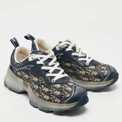 Pre Owned Dior Blue Oblique Canvas and Rubber Dior Vibe Sneakers Size 39