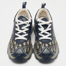 Pre Owned Dior Blue Oblique Canvas and Rubber Dior Vibe Sneakers Size 39