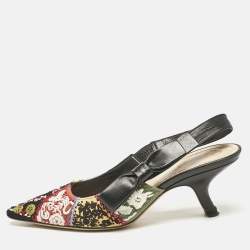 Dior Multicolor Leather and Fabric Slingback Pumps Size 36