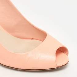 Dior Peach Leather Peep Toe Slingback Pumps Size 37