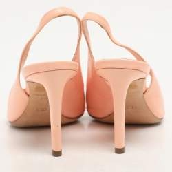 Dior Peach Leather Peep Toe Slingback Pumps Size 37